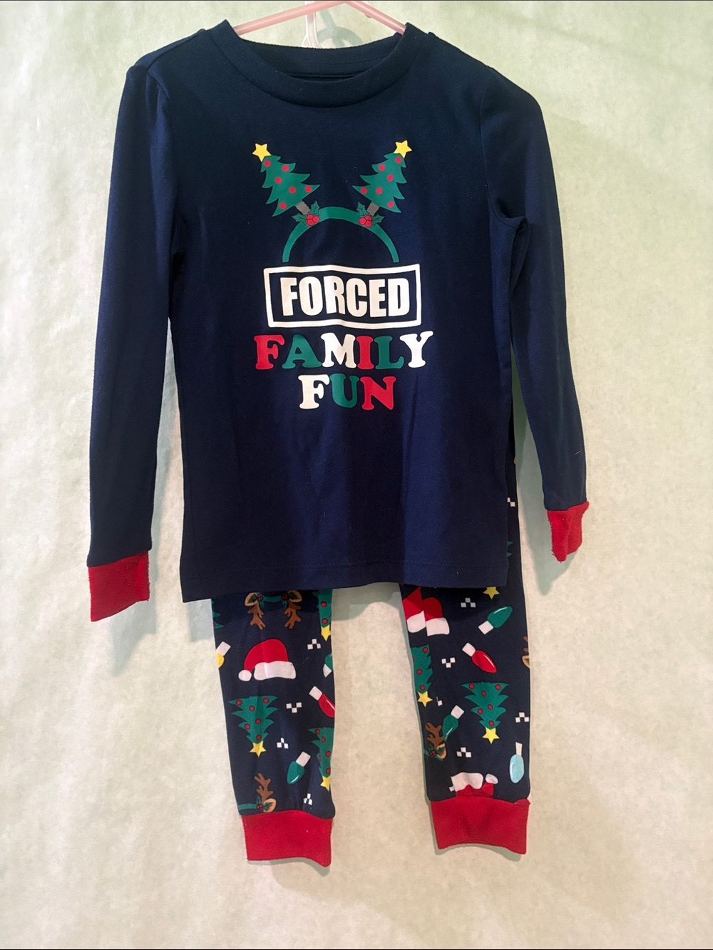 Holiday Time Navy and Red "Forced Family Fun" Kids Pajama Set